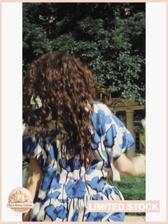 Floral Button Down Shirt Dress Puff Sleeve Loose Fit Mini Casual Boho Summer - Picture 6 of 7